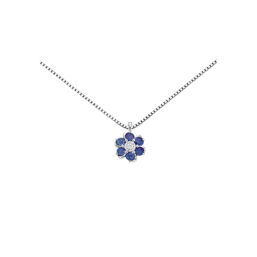 COLLANA DONNA ORO FIORE IN ORO BIANCO ZAFFIRI E DIAMANTI ref. DHPZ9239.002