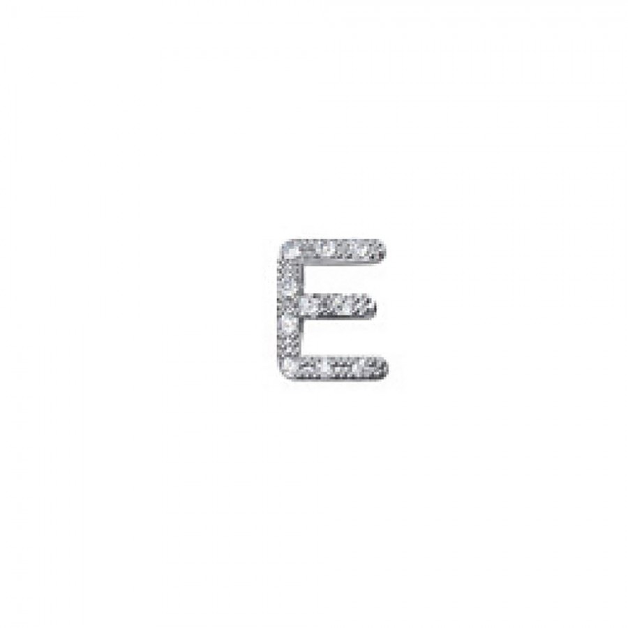 CIONDOLO LETTERA E DONNA ORO ELEMENTS - ORO BIANCO E DIAMANTI ref. DCHF5063E.004