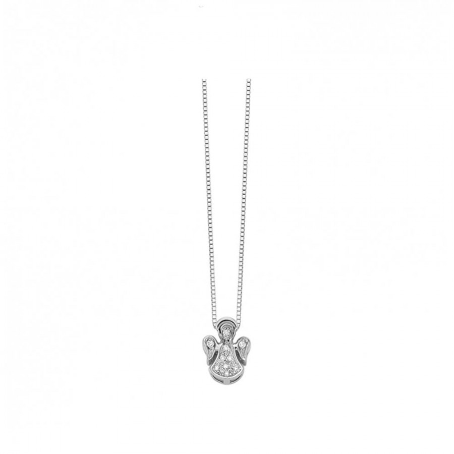 COLLANA DONNA ORO ANGELO IN ORO BIANCO E DIAMANTI ref. DHPF7276.003
