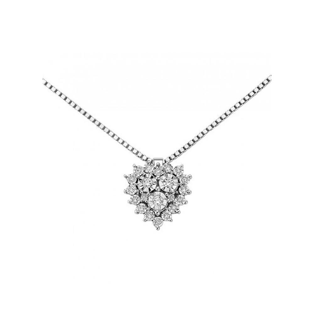 COLLANA DONNA ORO CUORE DELLA REGINA IN ORO BIANCO E DIAMANTI ref. DHPF9128.011
