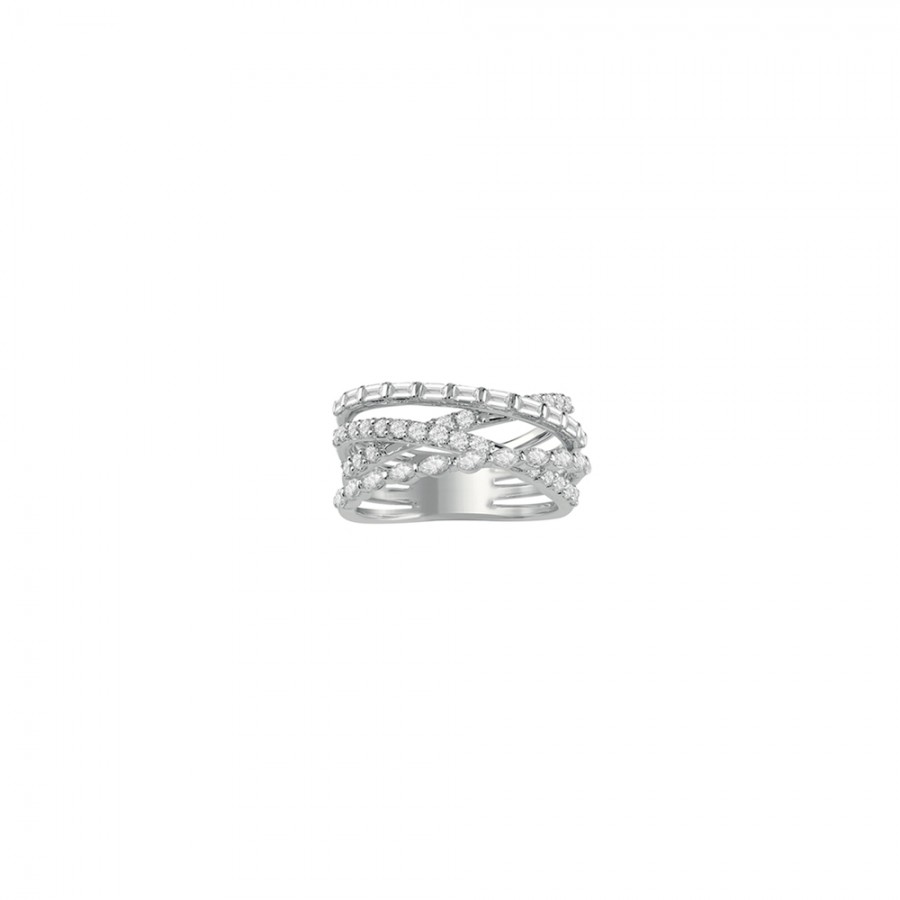 Anello fascia intrecciata Salvini in oro bianco e diamanti ref. 20085673