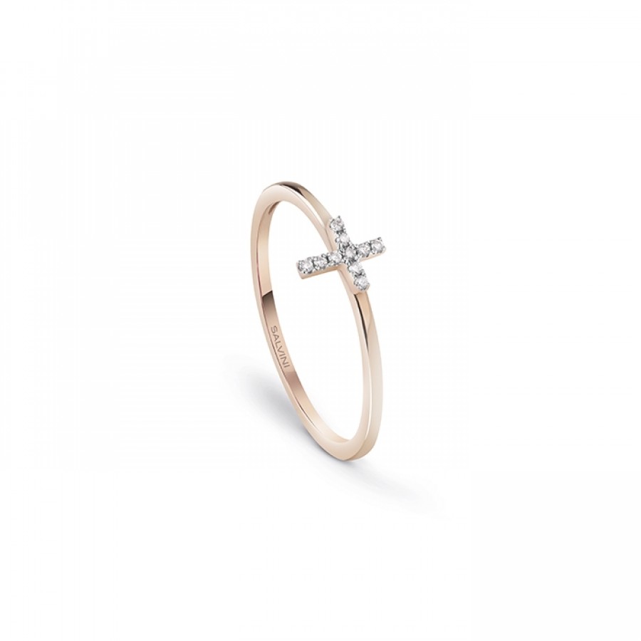 Anello Salvini I segni in oro rosa con diamanti croce ref. 20094183