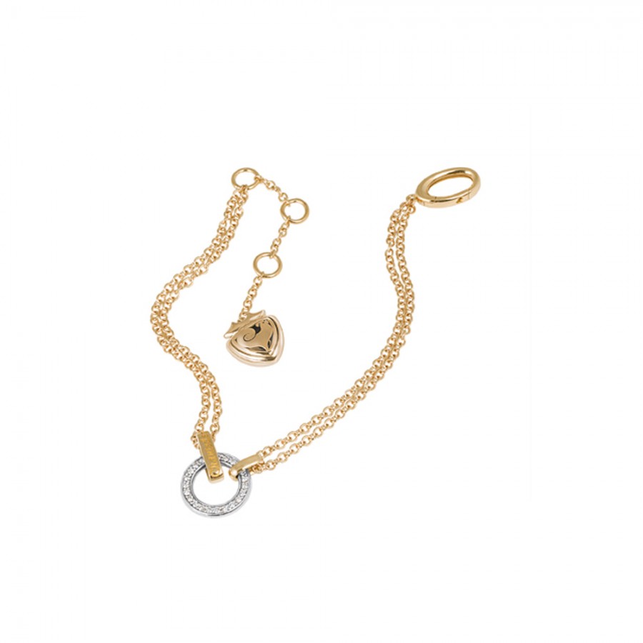 Bracciale 20 cm in oro giallo con cerchio in Diamanti bianchi e scudo traforato