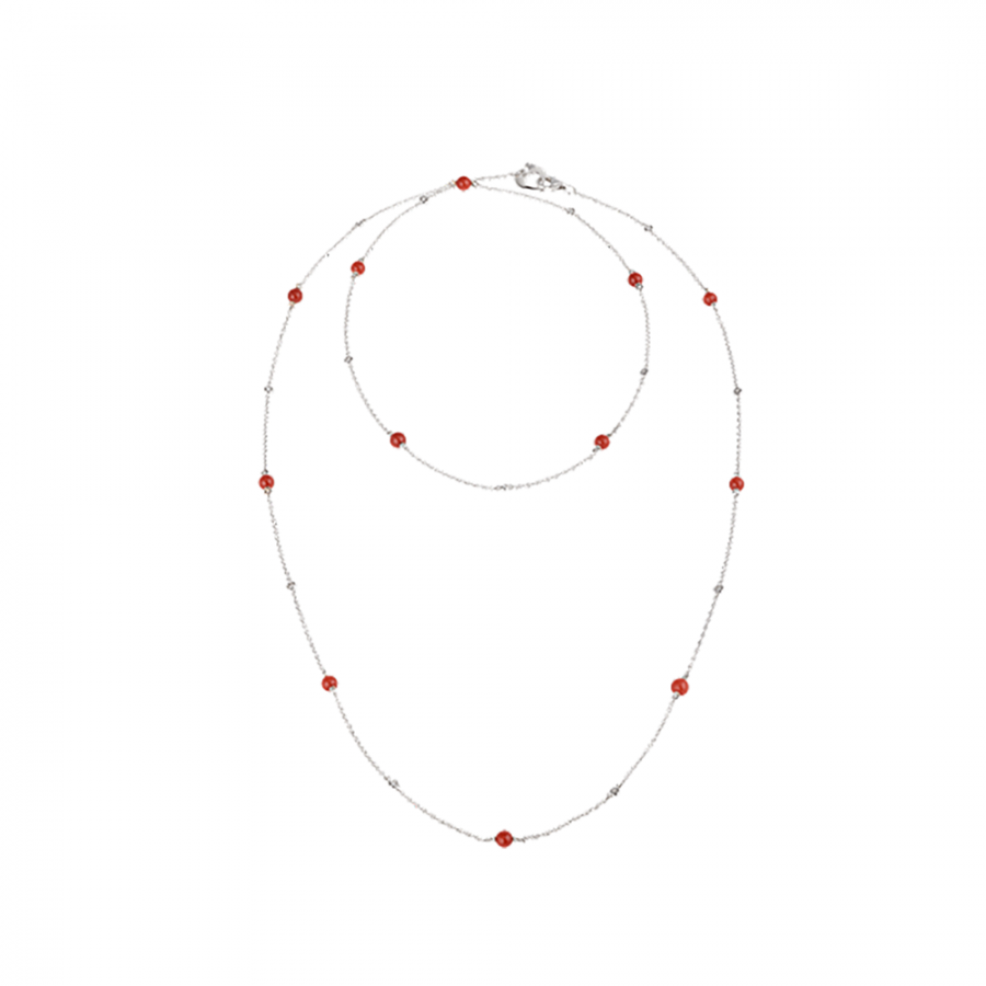 COLLANA TIFFANY CHANTECLER IN ORO BIANCO DIAMANTI BIANCHI E CORALLO ROSSO - ACCESSORI IN ORO 18KT ref. 38718