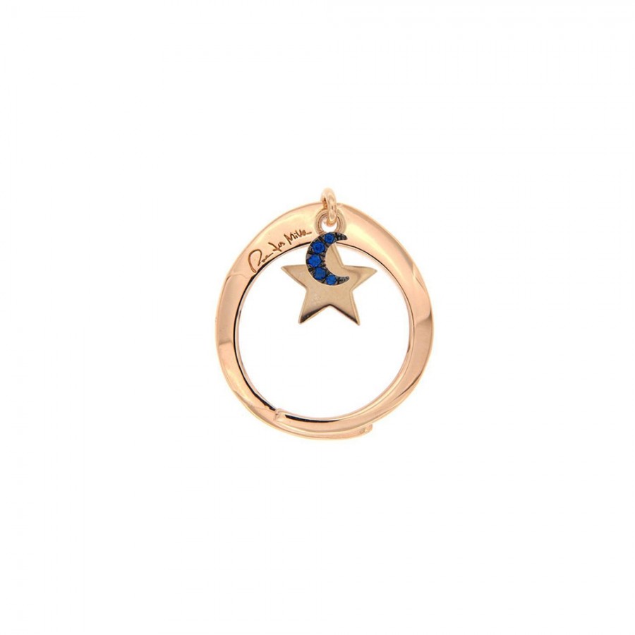 ANELLO RIGIDO DOPPIO CIONDOLO STELLA/LUNA ref. ANZ-RIG C5
